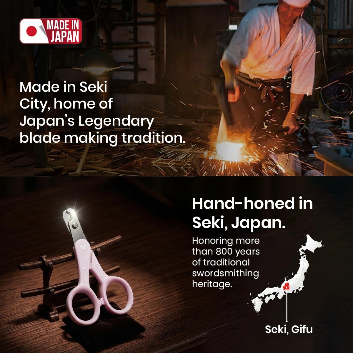 Necoichi Purrcision Feline Nail Clipper | Lever Principle Cat Nail Clipper | Butter-Smooth Cuts | Made in Japan, Seki Swordsmith Craftsman | Stainless Steel Cat Claw Trimmer for Indoor Cats (White)