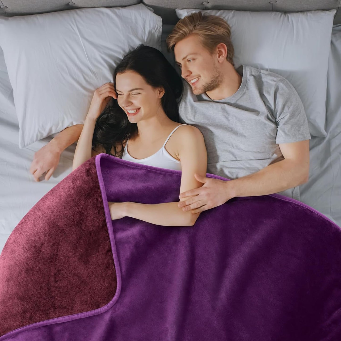 LOOBANI Waterproof Blanket for Bed: Reversible Soft Flannel Twin Bed Blanket 60" x 80", Leakproof Throw Spill-Proof Dog Pet Blanket for Couch Cover, Movie Time, Camping, Travel, Grey
