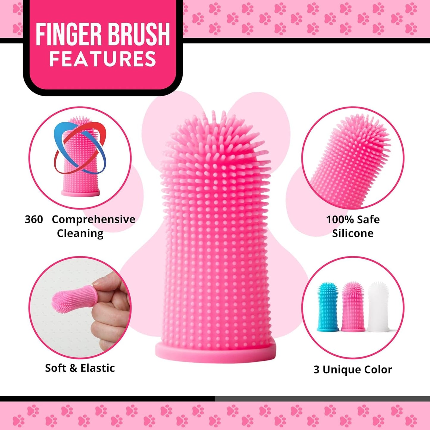 Dog Finger Toothbrush – Soft Silicone Finger Brush for Dogs & Puppies – Gentle Dental Care for Pets – Easy-to-Use Dog Toothbrush for Small, Medium & Large Breeds (Blue/White)
