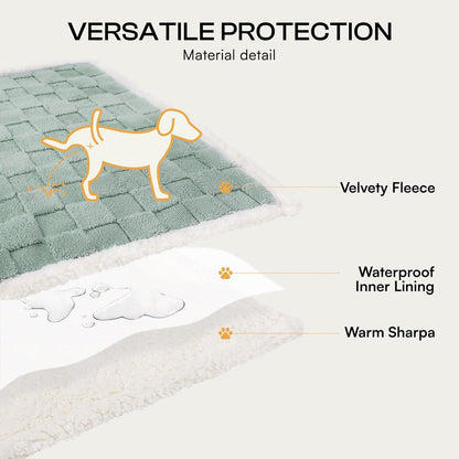 Luciphia Waterproof Dog Blanket, Leakproof Small Pet Blanket for Couch Sofa Bed Furniture Cover Protector, Washable Soft Sherpa Fleece with 3D Jacquard, Cozy Calming Reversible, Gray White, 40"x28"