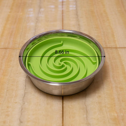 Bifeaw Slow Feeder Dog Bowls, Dishwasher Microwave Safe Silicone Puppy Puzzle Bowl with Non-Slip Design for Eating (Grey Green)