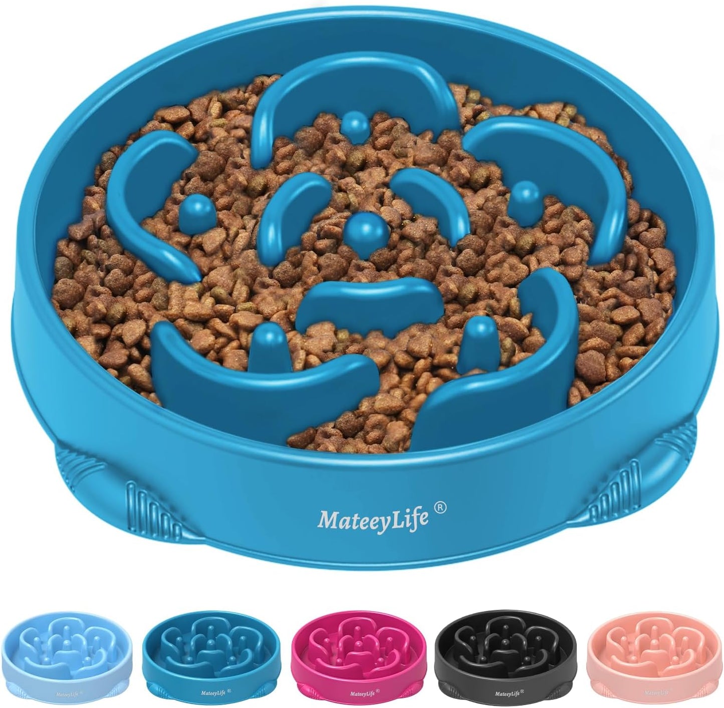 MateeyLife Slow Feeder Dog Bowls 2PCS, Anti-Choking Puzzle Dog Food Bowls, Anti-Slip Interactive Feeding Slow Down Eating, Bloat Stop Maze Dishes for Medium Breeds Pink&Purple
