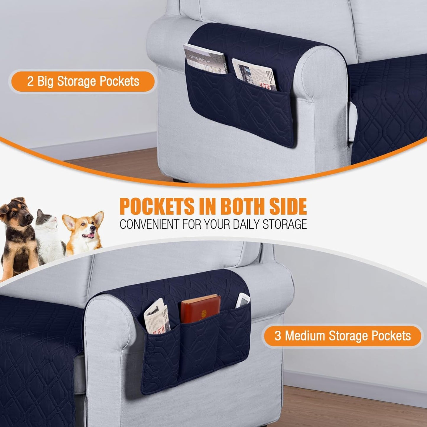 VANSOFY Couch Cover, Waterproof Sofa Covers Washable Slipcover Furniture Protector Couch Seat Covers Non-Slip Couch Cover for Dogs, Pets(Sofa, Dark Gray)