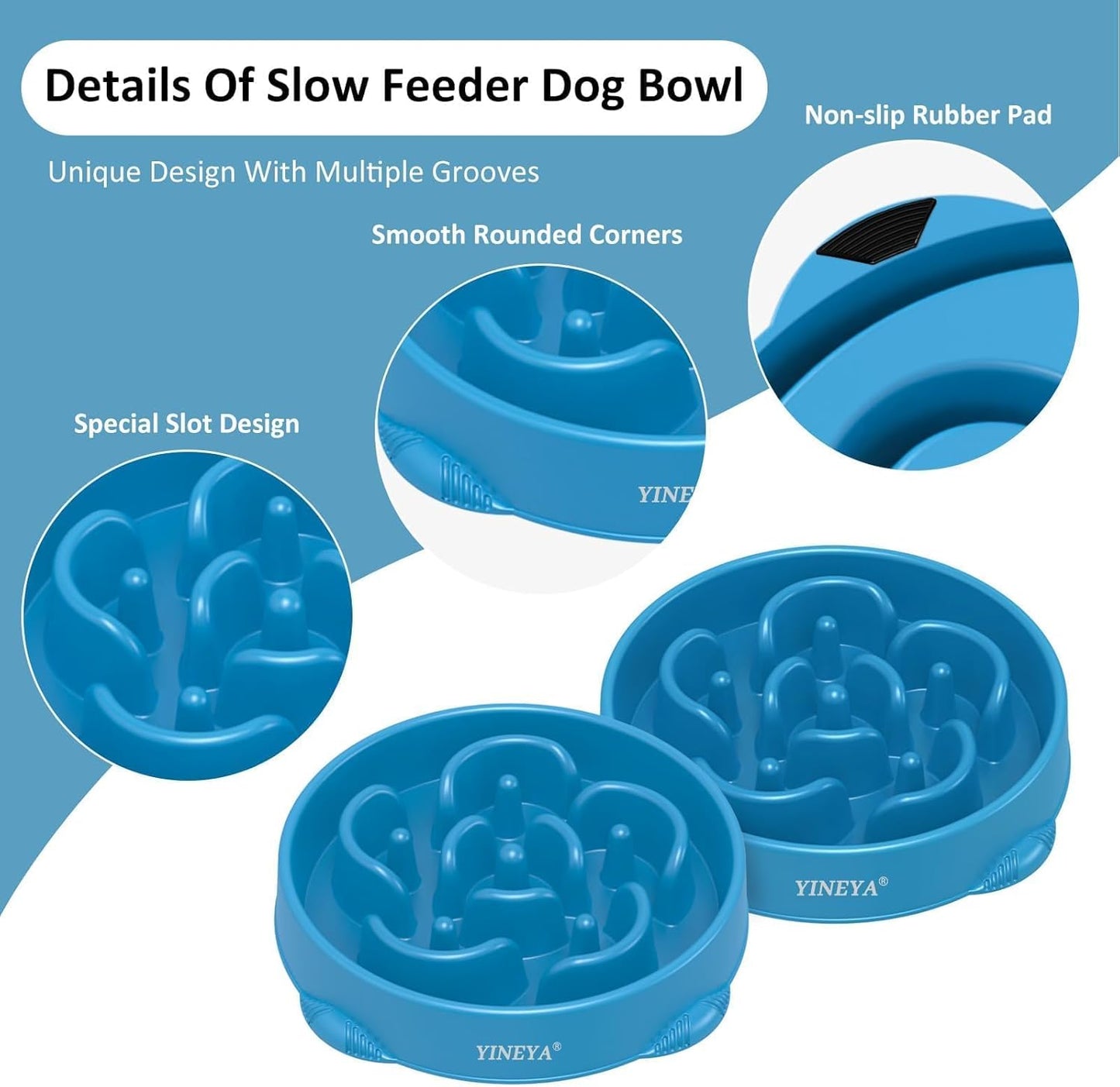 YINEYA Slow Feeder Dog Bowls, Pet Supplies that Slow Down Eating, Pet Food Bowls, Maze Dog Puzzle Feeder for Medium Breed