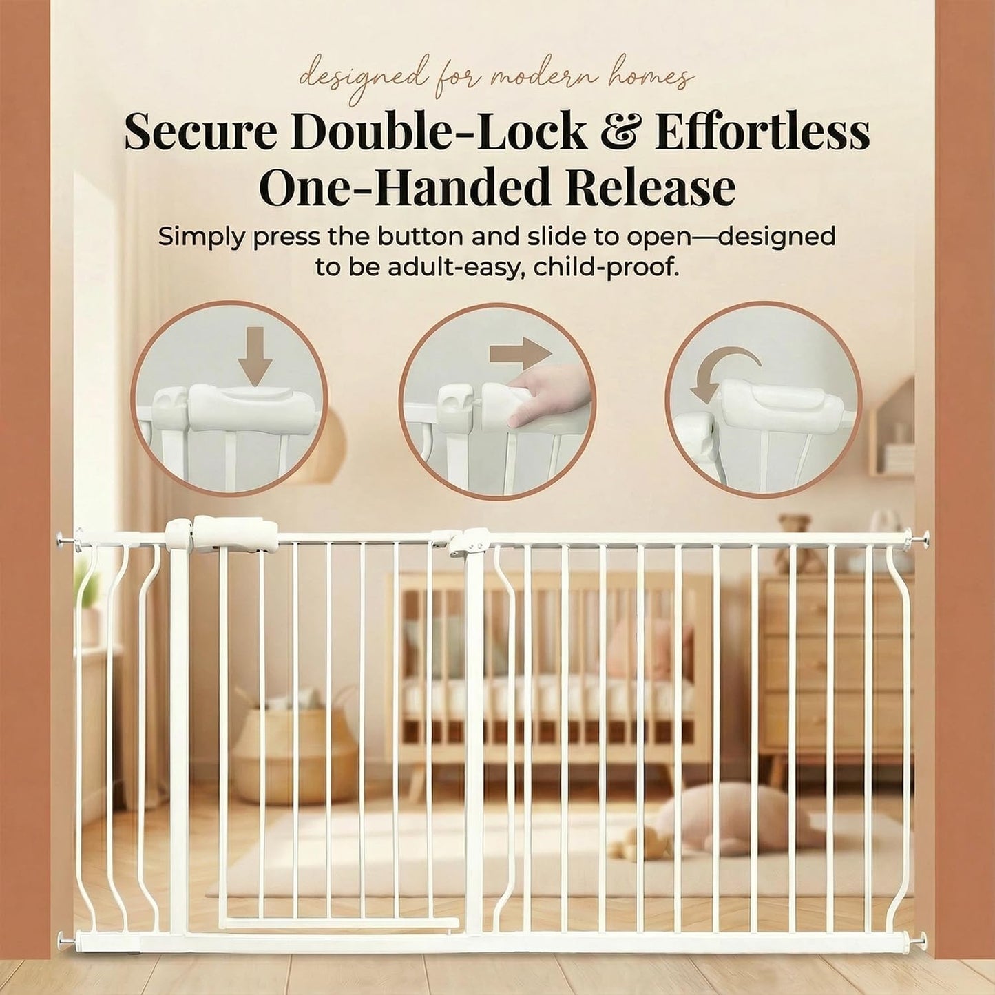 Extra Wide 76.4-81 Inch Large Baby Gates for Stairs, Doorways - No Drilling, Pressure Mounted Pet Gates for Kids & Dogs