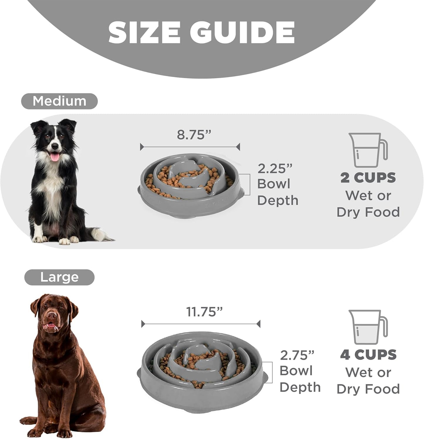 Outward Hound Fun Feeder Slo Bowl – Large 4‑Cup Capacity, Slow Feeding, Medium to Large Dogs, Non‑Slip, Blue, Notch Pattern