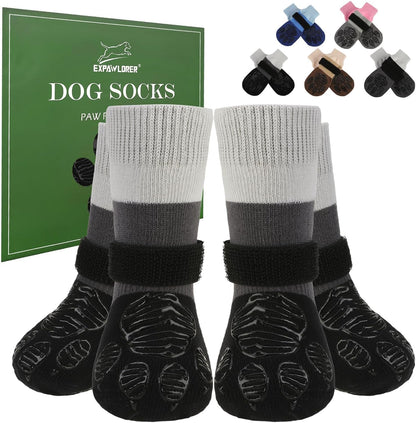 EXPAWLORER Anti Slip Dog Socks to Prevent Licking Paws, Dog Shoes for Hot Pavement Walk, Dog Booties for Hardwood Floors, Dog Boots & Paw Protectors with Grippers for Small Medium Large Senior Dogs M