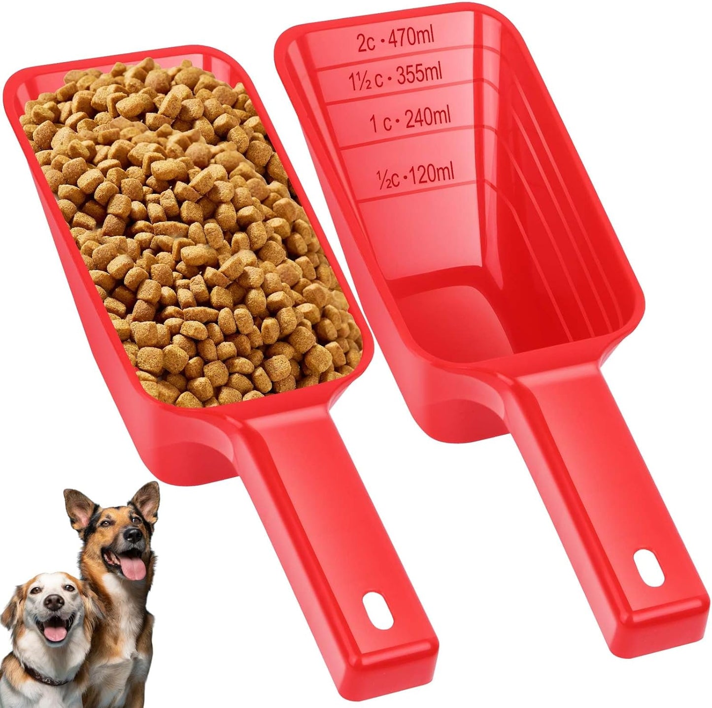 2 Cup Dog Food Scoop(2 Pack), Plastic Pet Food Scoop with Measuring Lines for Accurate Pet Food Portions,Dishwasher Safe (Black)