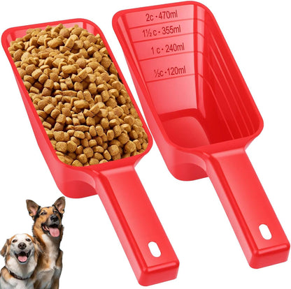 2 Cup Dog Food Scoop(2 Pack), Plastic Pet Food Scoop with Measuring Lines for Accurate Pet Food Portions,Dishwasher Safe (Black)