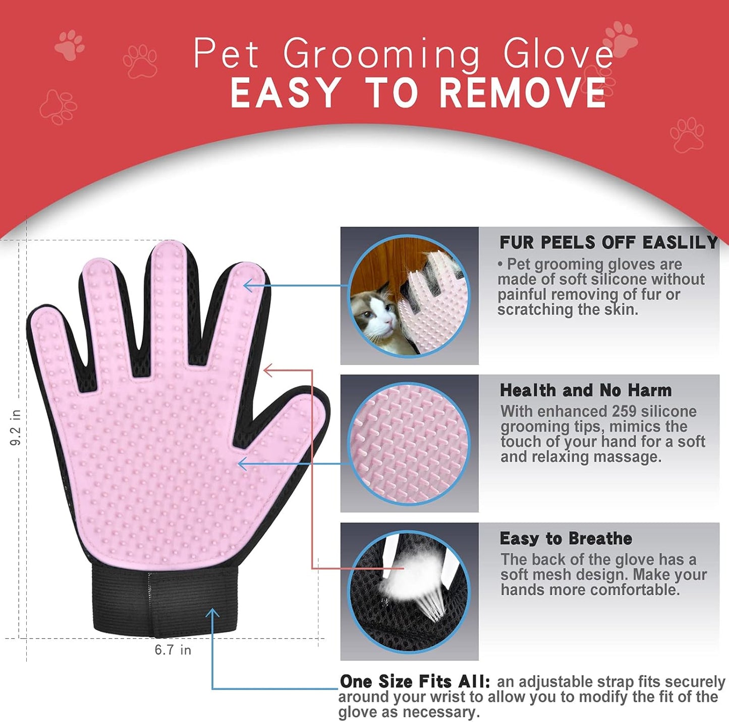 GOESWELL Double-Sided Undercoat Rake for Pet Grooming - Shedding and Dematting Comb with Grooming Glove (Blue 2 Pack)