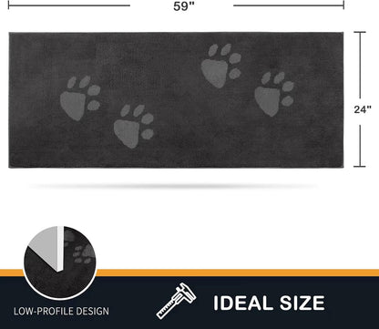PURRUGS Dirt Trapping Door Mat 20" x 31.5", Non-Skid/Slip Machine Washable Microfiber Entrance Rug, Shoes Scraper, Dog Doormat, Super Absorbent Floor Mat for Muddy Wet Shoes and Paws, Grey
