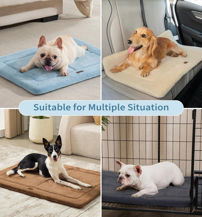Made4Pets Dog Crate Pad Bed for Medium Large Dogs, Washable & Reversible, Anti-Slip Kennel Mat for Cozy Sleeping, Soft Fluffy Dog Bed for Indoor & Outdoor Use, 35"x23", Gray