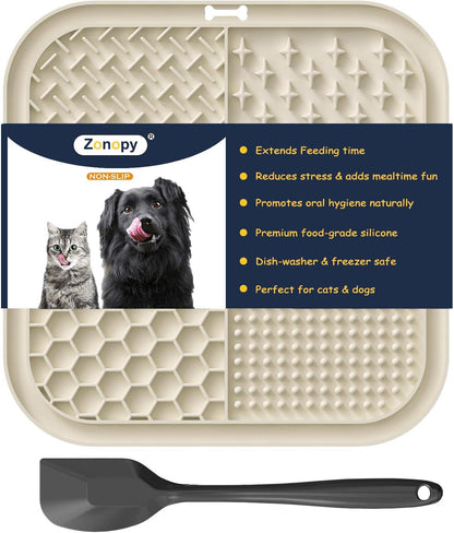 Licking Mat for Dogs & Cats with Suction Cups, 1 Pack Square Dog Slow Feeder Lick Pat for Anxiety Relief & Boredom, Dog Toys to Keep Them Busy, Pets Grooming Bathing Training Mat