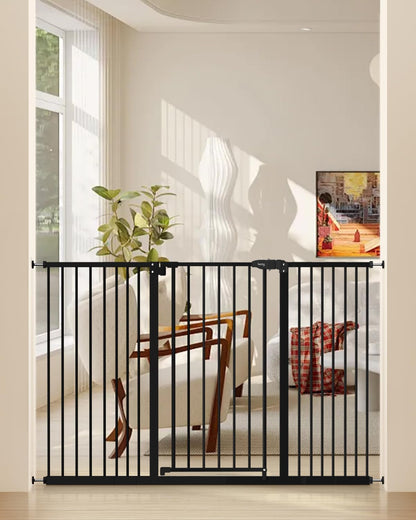 keny 29"-42.5" Baby Gate for Stairs, Auto Close Safety Dog Gate, Pressure Mounted Easy Walk Through Pet Gate for Doorways, Durable Stair Gate, 30" Tall, White
