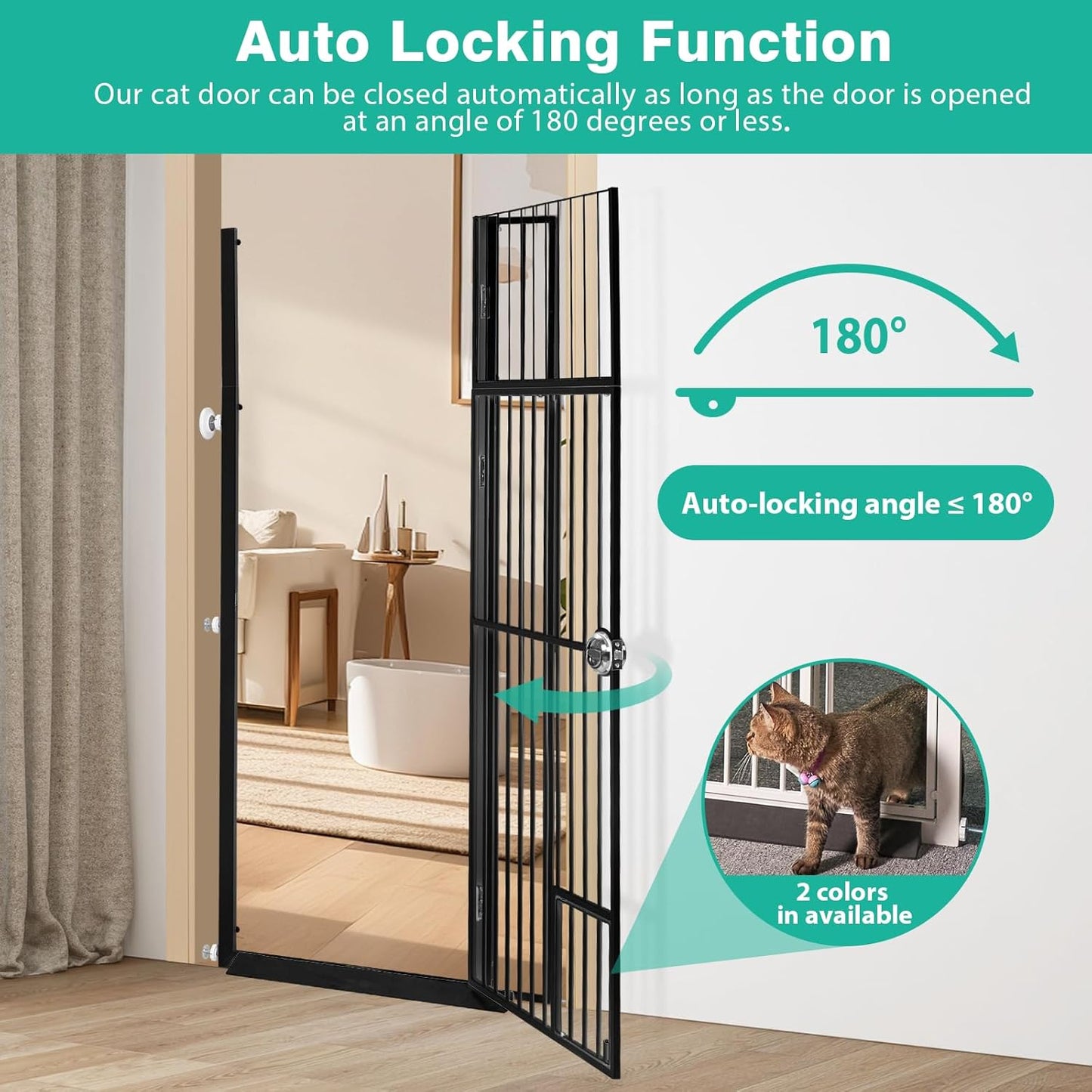 71 inch Extra Tall Gates for Cats Dogs, Adjustable 28.7" and 37.5" Wide Cat Gate, Pressure Mounted Full Door Pet Gate for Doorway, Stairs,House (Black, 71")