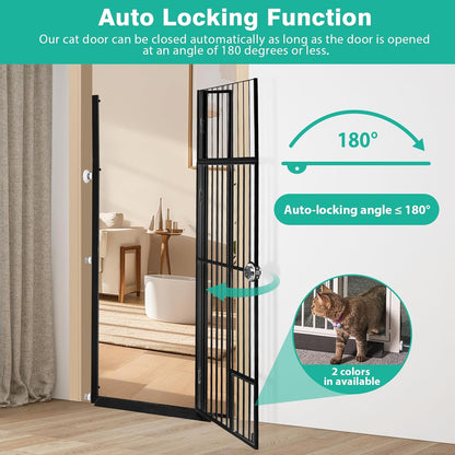 71 inch Extra Tall Gates for Cats Dogs, Adjustable 28.7" and 37.5" Wide Cat Gate, Pressure Mounted Full Door Pet Gate for Doorway, Stairs,House (Black, 71")