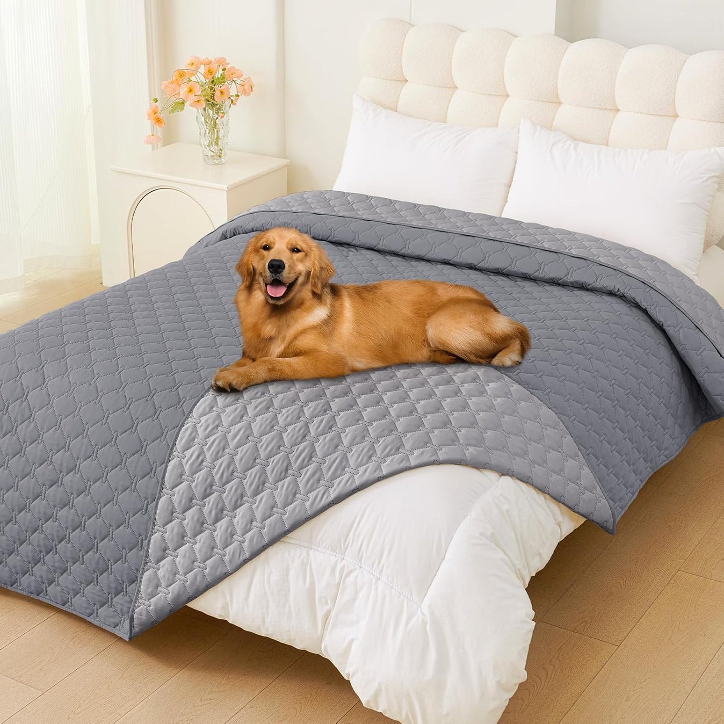 Smiry Waterproof Dog Bed Cover Blanket 30x70, Soft Reversible Pet Blanket, Washable Leakproof Cats Dogs Couch Cover for Sofa, Couch, Furniture, Grey/Dark Grey