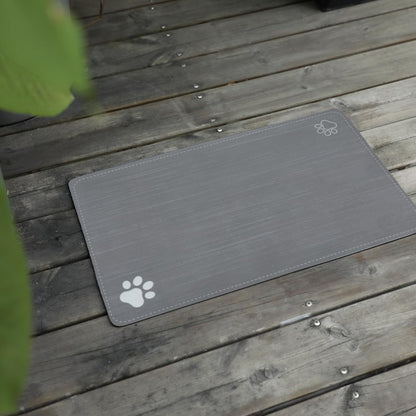 Le courant Dog Cat Feeding Mat,Water Absorbent, Non Slip Placemat for Pets Bowl and Water,100% Waterproof Feeding Mats for Multiple Breeds.Grey.Bone Printing