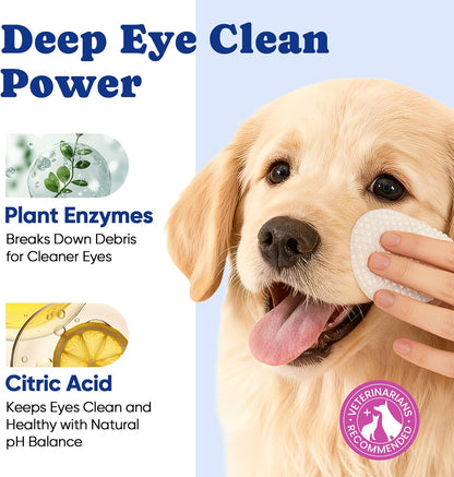 No-Rinse Dog Dental Care Wipes, Cat & Dog tooth brushing kit, Dog Wipes for Pet & Cat Teeth Cleaning, Dog toothbrush Finger Dental Wipes to Remove Plaque & Tartar, Disposable Dog Wipes - 50 Count