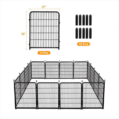 Getlay 36 in(H) Garden Fence, Wide Gate Low Threshold, 10 Panels Total 22.1 Ft(L) Heavy Duty Iron Animal Barrier Fence for Yard,Suitable for Indoor Or Outdoor Dog Fencing,Garden Border Fence