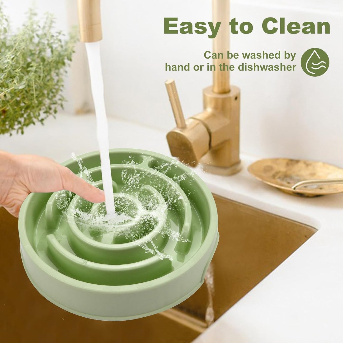 Ceramic Slow Feeder Dog Bowls with Anti-Slip, Slow Feeder & Non-Slip Design, Boredom and Anxiety Reducer, Suitable for All Breed Dogs and Cat (Ceramic-White)