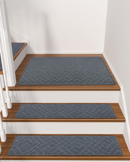 Non Slip Stair Treads for Wooden Steps,15 Pack 8" X 30" Stairs Carpet Treads Indoor with Reusable Peel and Stick Adhesive for Kids Elders and Pets