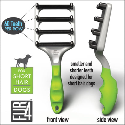 FUR4 deShedding Dog Brush for Long Hair Dogs – Pet Hair Brush with 4 Carbon Fiber Edges – deShedding Tool Removes Loose Fur – Gentle & Effective Dog Grooming Brush for Shedding