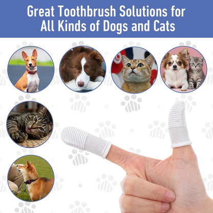 Pet Dental Care Kit 60 PCS Dog Finger Toothbrush Set Soft Finger Toothbrush for Dog Teeth Cleaning Washable Pet Dental Care Kit with Cleaning Wipes for Small Dogs Cats Puppies & Kittens at Home