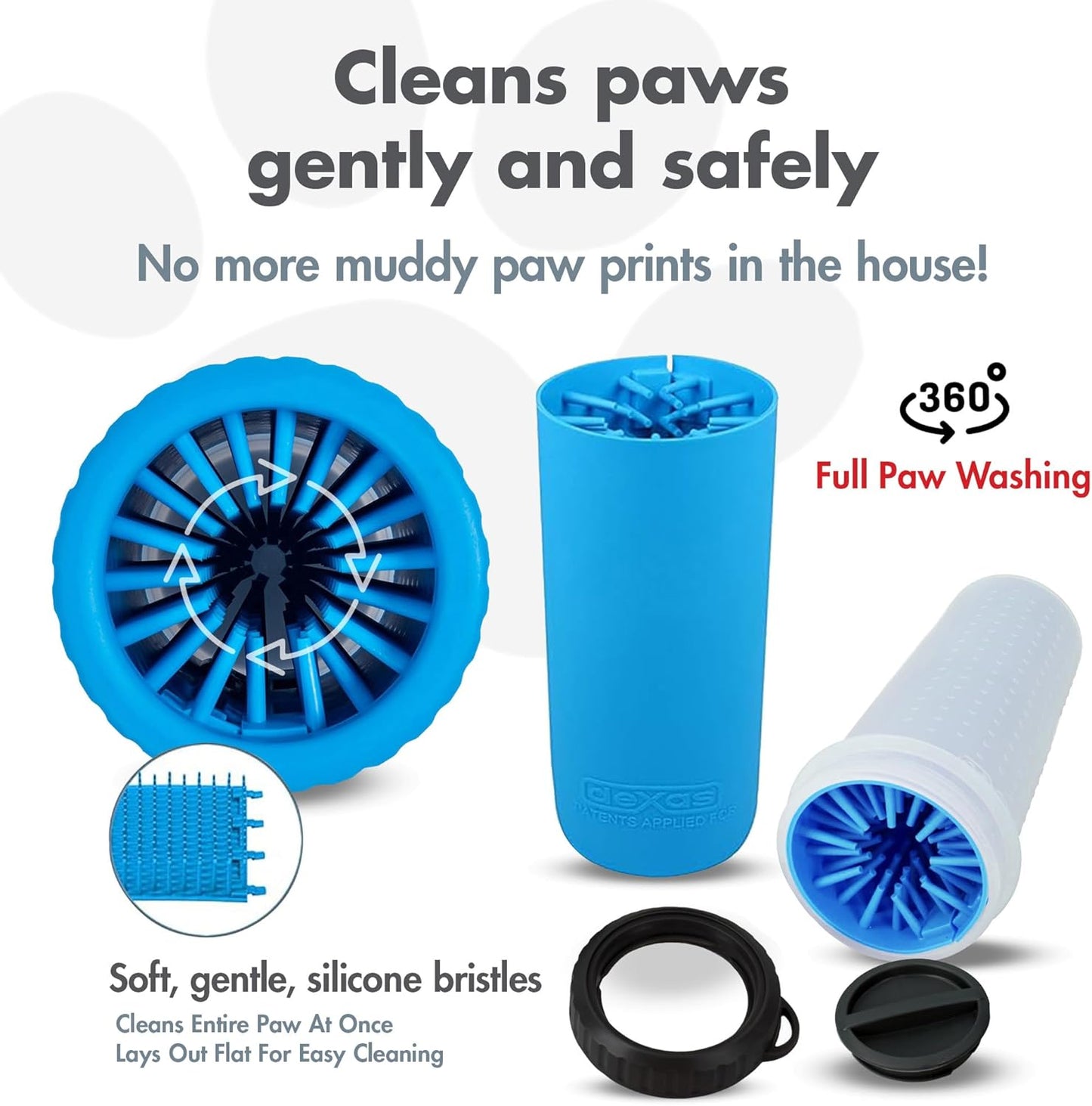 Dexas MudBuster Medium Dog Paw Cleaner in Fuchsia - Fits 1.5"-2.5" Wide Paws, Portable Paw Washer for Muddy Paws, Dog Paw Cleaning Cup with Gentle Silicone Bristles, Quick Clean Pet Paw Washer