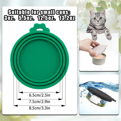 PINE & LINEN 4 Pcs 2.5inch Durable Pet Can Lids, Silicone Small Pet Can Covers Waterproof Cat Food Cans Lids for 3 oz Cat Food Cans（Yellow+Red+Pink+Blue）