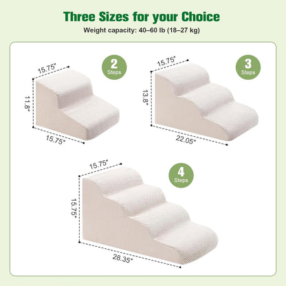 Dog Stairs for Couch, 3 Steps 13.8" H Non-Slip Pet Stair, Balanced Stable Pet Ramp for Small Dogs, Indoor Furniture Step, Gray