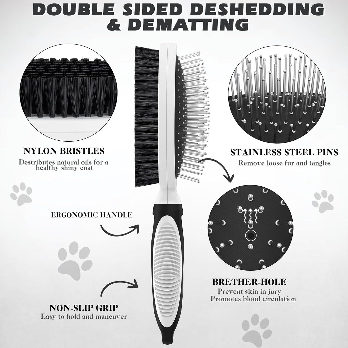 2PCS Pet Grooming Tools - Double-Sided Brush for Shedding and Bathing, Suitable for Short/Long Haired Dogs Cats and Horses, Deshedding Dog Brush, Mane & Tail Combs for Horses - Pet Supplies (Blue)