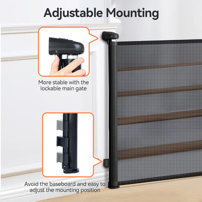 COMOMY 118" Retractable Baby Gates Extra Wide, Retractable Dog Gate for Large Openings, Extra Long Dog Gates for The House, Extra Large Mesh Pet Gate for Stairs, Doorways, Hallways, Indoor&Outdoor