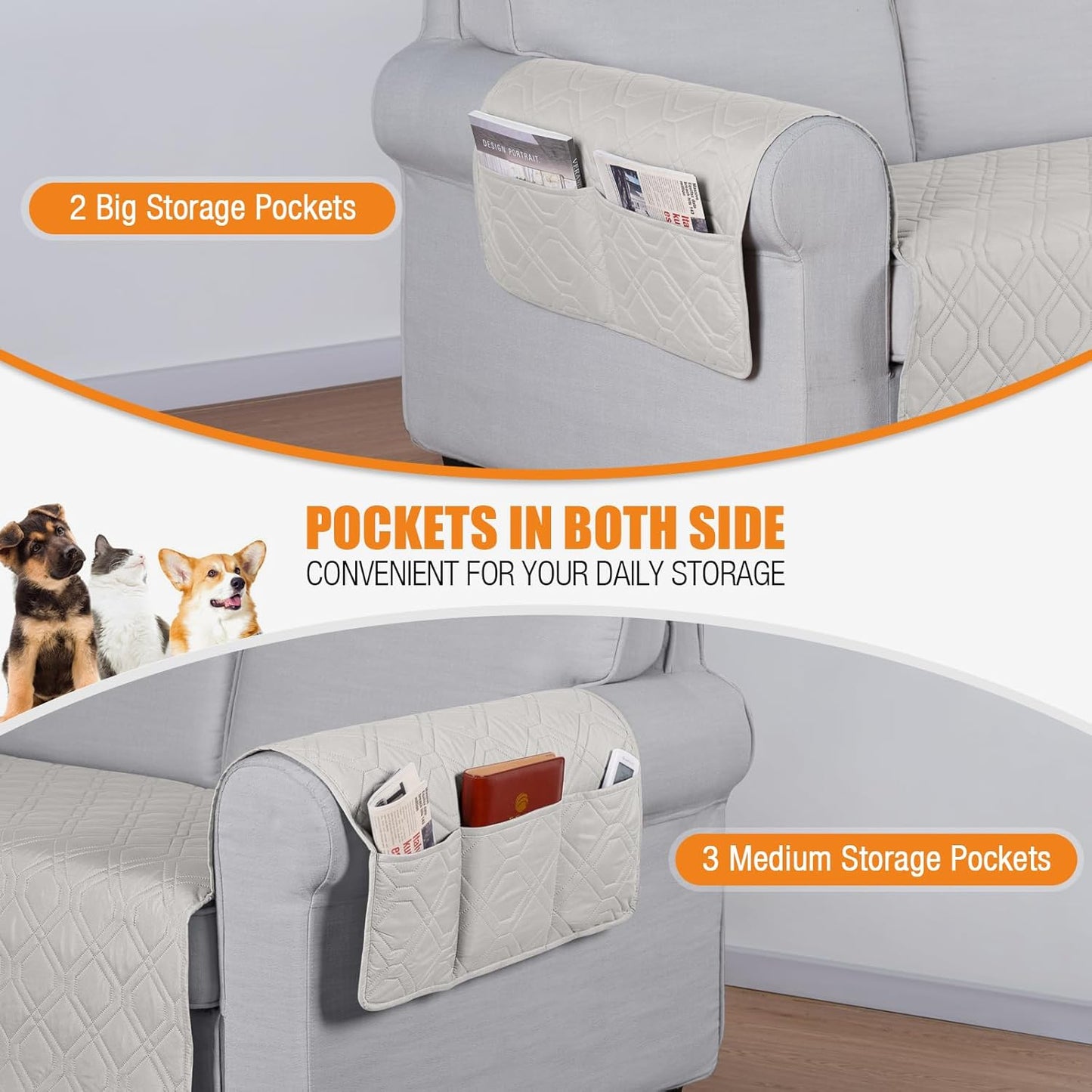 VANSOFY Couch Cover, Waterproof Sofa Covers Washable Slipcover Furniture Protector Couch Seat Covers Non-Slip Couch Cover for Dogs, Pets(Sofa, Dark Gray)
