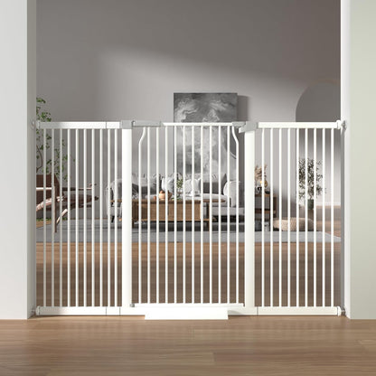 41" Extra Tall Cat Gate for Doorway, 49.2-54.7 Metal Pet Baby Safe Gate, Extra Wide Pressure Mounted Child Door with Expansion Kit, No Drilling No Climb Cat Fence Indoor, Tall Dog Gate, White
