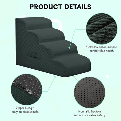 Mesa Lemon Dog Stairs & Steps for High Beds, 3 Steps High Density Foam Waterproof Dog Ramp for Small Dogs and Cats, Pet Stairs with Removable Washable Cover for Bed, Couch, Sofa and Car (H:16")