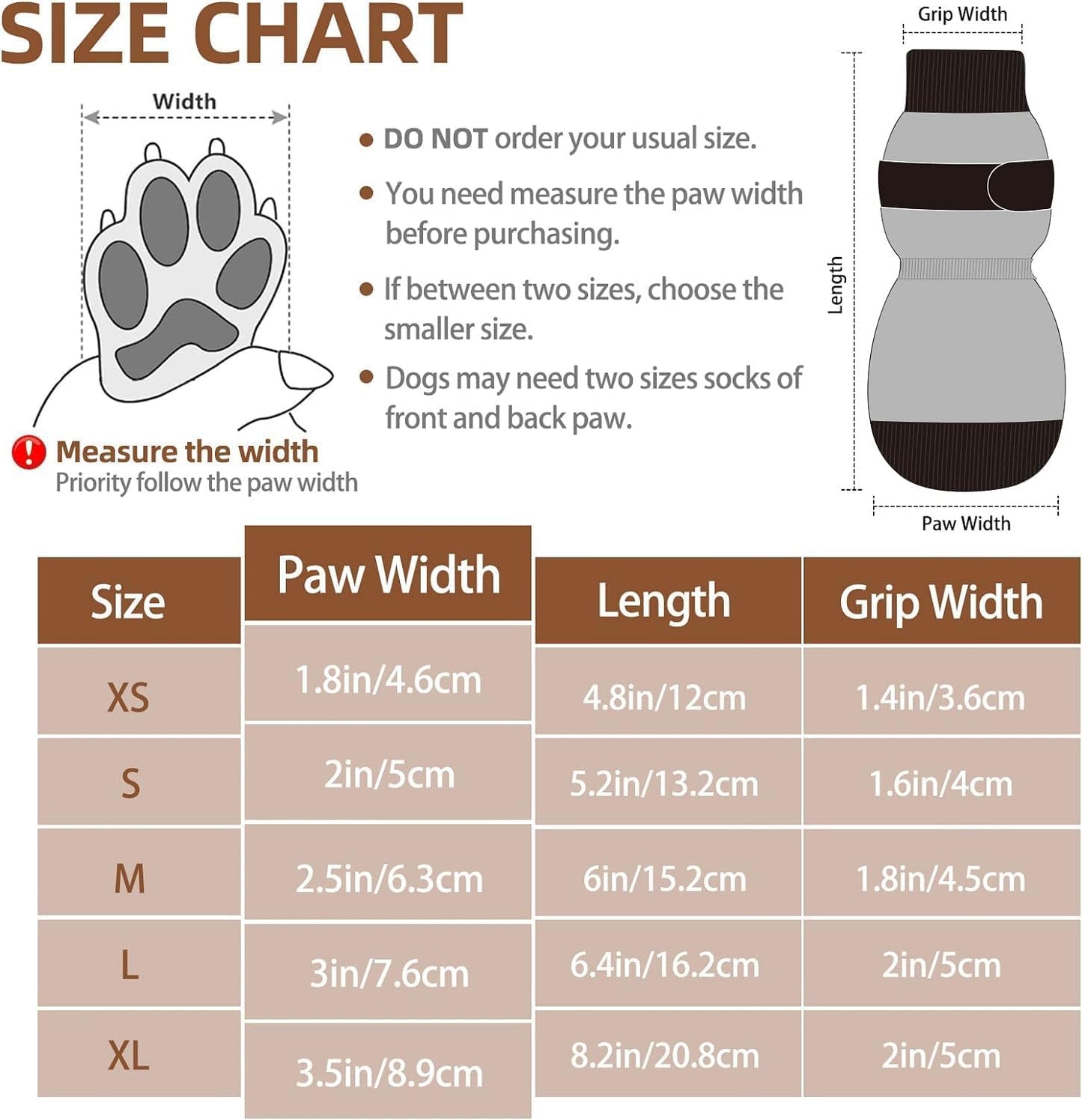 PUPTECK Anti-Slip Dog Socks with Double Sides Grips for Small Medium Large Dogs Hardwood Floors Prevents Licking, Dog Shoes for Hot Pavement Traction Control Paw Protector for Senior Dogs, Grey L