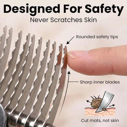 We Love Doodles Pet Dematting Comb and Pet Dematting Brush & Rake - Brown, Stainless Steel Deshedding Undercoat Rake and Detangler Brush for Dogs, Grooming Tool for Detangling, Thinning and Shedding
