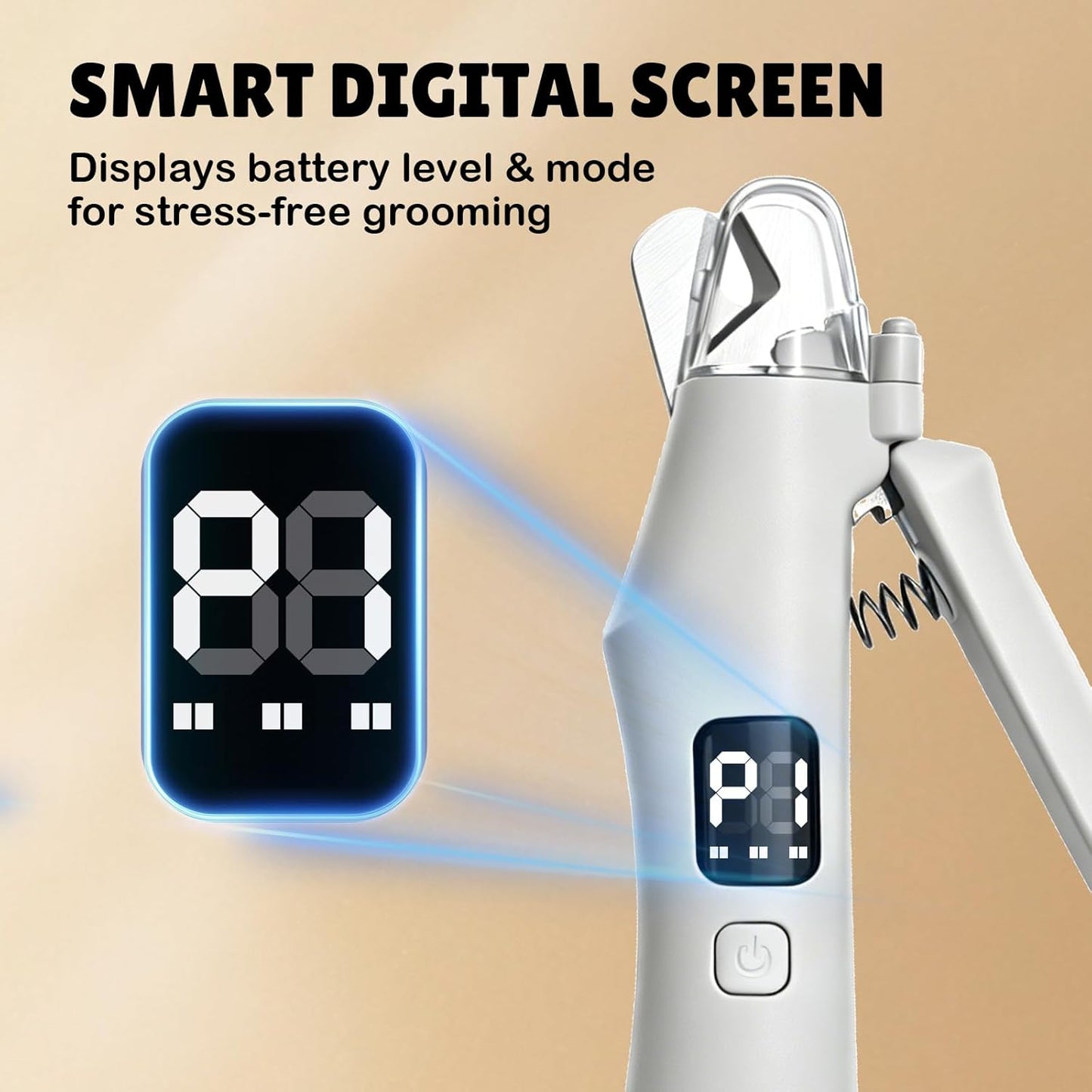 2-in-1 Dog Nail Clippers and Grinder with LCD Battery Display - Professional Cat Claw Trimmer with Built-in Safety Light & Guard, Ultra Quiet Rechargeable Pet Claw Grooming Tool for Large & Small Pets