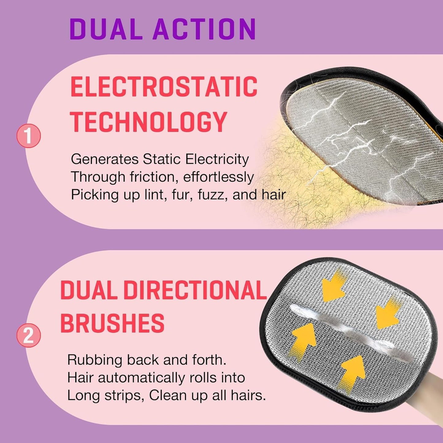 Pet Hair Removal Glove for Cats & Dogs, Upgraded Electrostatic Reusable Pet Hair Remover Tool, Magic Fur Removal Mitt for Laundry, Couch, Carpet, Car Seat, Pet Grooming Gloves (1)