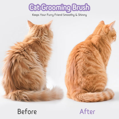Dog & Cat Brush for Shedding, Self Cleaning Deshedding Brush with Adjustable Bristle Length & Dematting Comb, Skin Friendly Grooming Tool for Long & Medium-Long Hair Pets