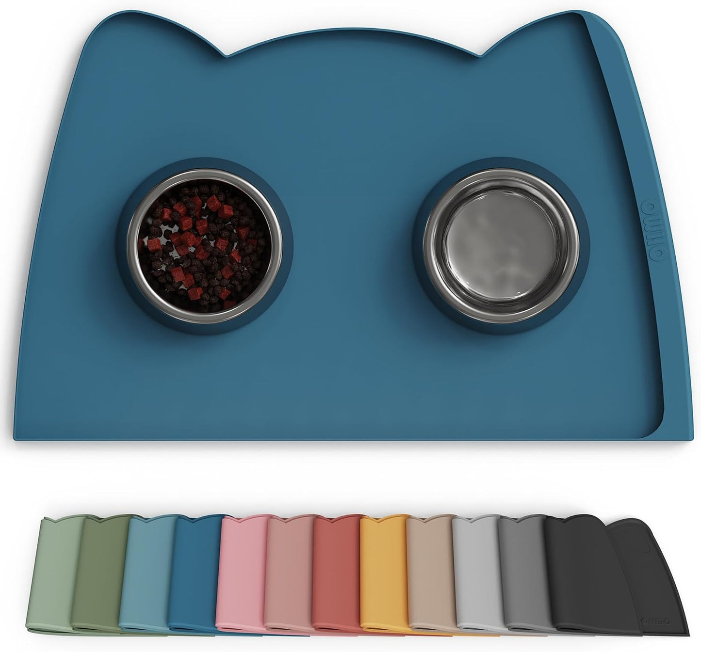 OHMO - Cat Food Mat, Silicone Pet Feeding Mat for Floor Non-Skid Waterproof Dog Water Bowl Tray, Easy to Clean Pet Placemat (Erythrinus, 18 * 9.8'')