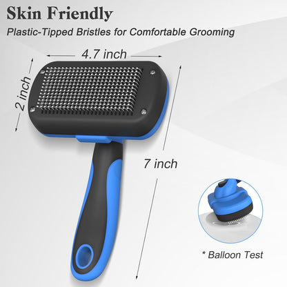 Swihauk Self Cleaning Slicker Brush for Dogs & Cats - Skin Friendly Deshedding and Grooming Brush for Haired Pets, Pet Supplies Accessory, Black