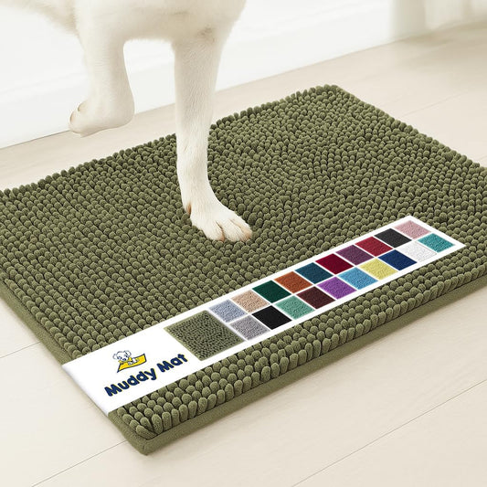 Muddy Mat® | Super Absorbent Door Mat Indoor, Microfiber Quick Dry Chenille Entryway Rug, Non-Slip Front Door Mat, Indoor Mats for Entryway, Machine Washable Pet Rug, Grey 28"x18" - Colors A