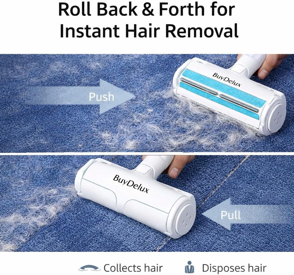 Pet Hair Remover Roller, Reusable Self-Cleaning Lint Roller for Dog & Cat Hair, Fur Removal for Furniture Couch Carpet Car Clothes & Bedding, No Sticky Tape or Refills