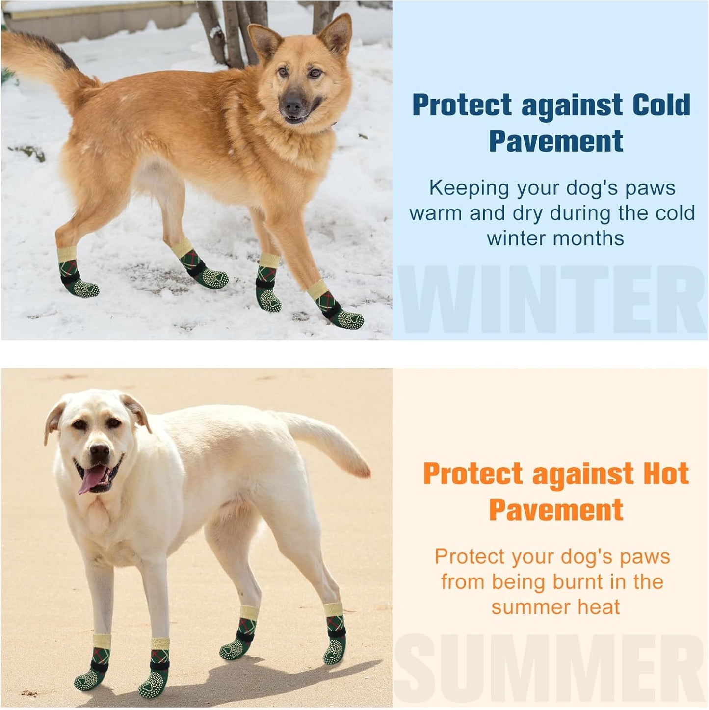 BEAUTYZOO 6PCS Dog Socks to Prevent Licking Paws, Anti Slip Dog Shoes for Hot Pavement Hardwood Floors, Traction Control Toe Grips Boots & Paw Protectors for Small Medium Large Senior Dogs, Grey S