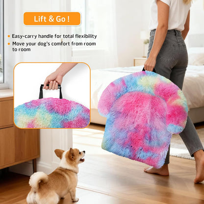 Calming Dog Bed Fluffy Plush Dog Mat for Furniture Protector with Removable Washable Cover for Large Medium Small Dogs and Cats (Large, Light Grey)