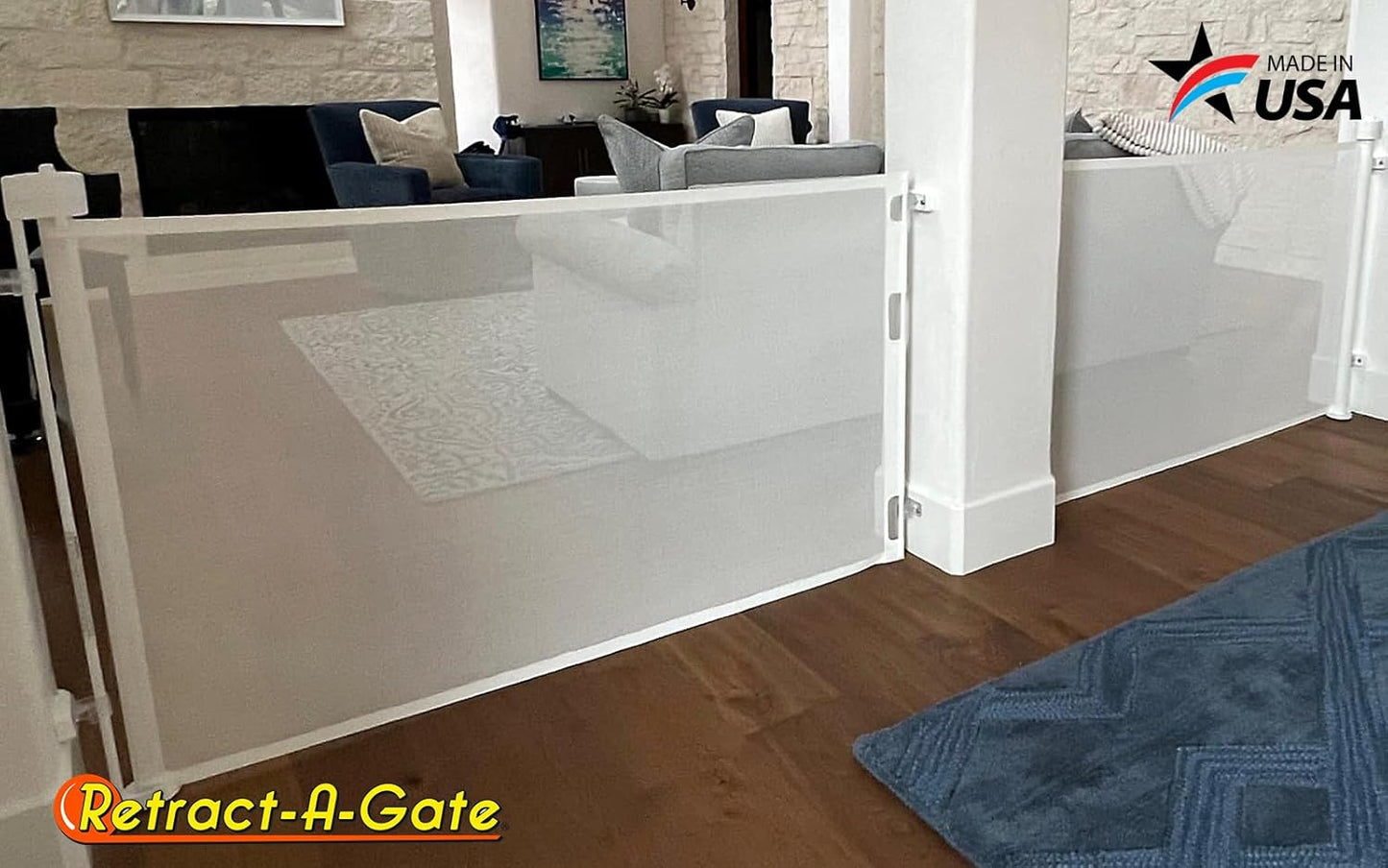 Retract-A-Gate 52 inch White: The Original and only Made in USA Retractable Baby, Dog, & Cat Gate