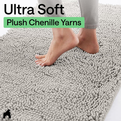 GORILLA GRIP SoakSTOPPER Dog Door Mat, 30x20 Machine Washable Rug Absorbent Doormat Captures Moisture Mud Dirt, Quick Dry Soft Chenille Entryway Rugs Indoor Entrance Mats for Dog Paws, Paw Grey
