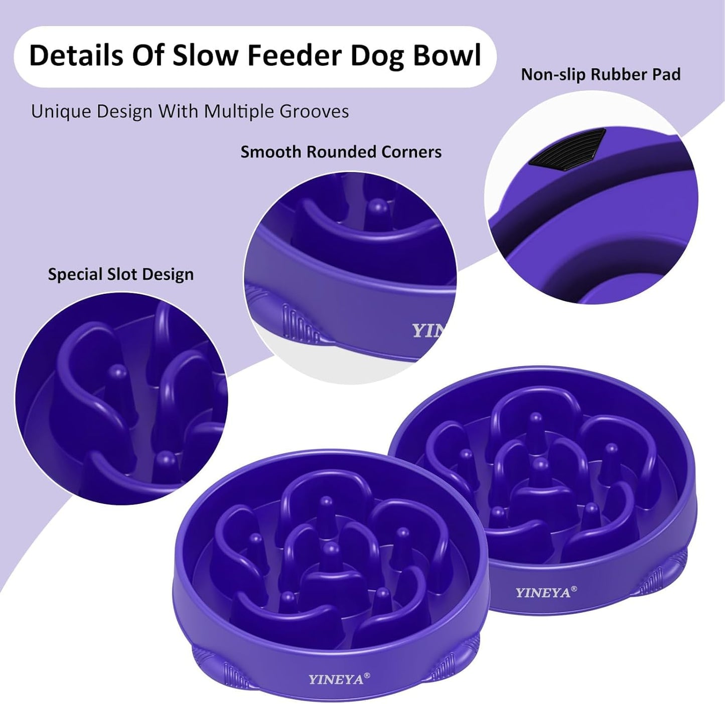YINEYA Slow Feeder Dog Bowls, Pet Supplies that Slow Down Eating, Pet Food Bowls, Maze Dog Puzzle Feeder for Medium Breed